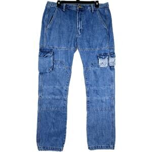 MNML Cargo Double Knee Mens Jeans Sz 34 36x31 Hip Hop Y2K Vintage Grunge